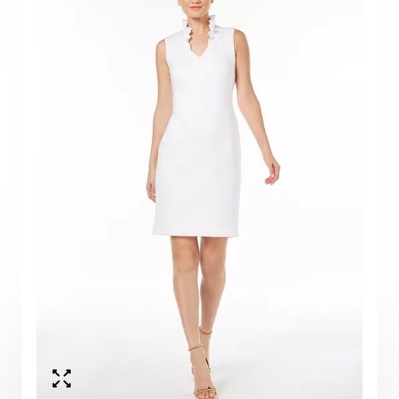 Ruffled-Collar Scuba Sheath Dress size 10 - Picture 1 of 6